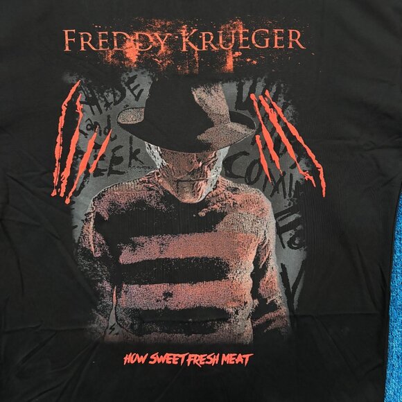 A Nightmare on Elm Street “How Sweet Fresh Meat” Graphic Horror Oversized T-Shir - Picture 2 of 4